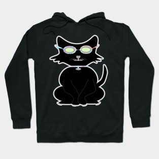 Retro Kitty. A cute black cat with cool hipster vibes. Funky design for cat people! Hoodie